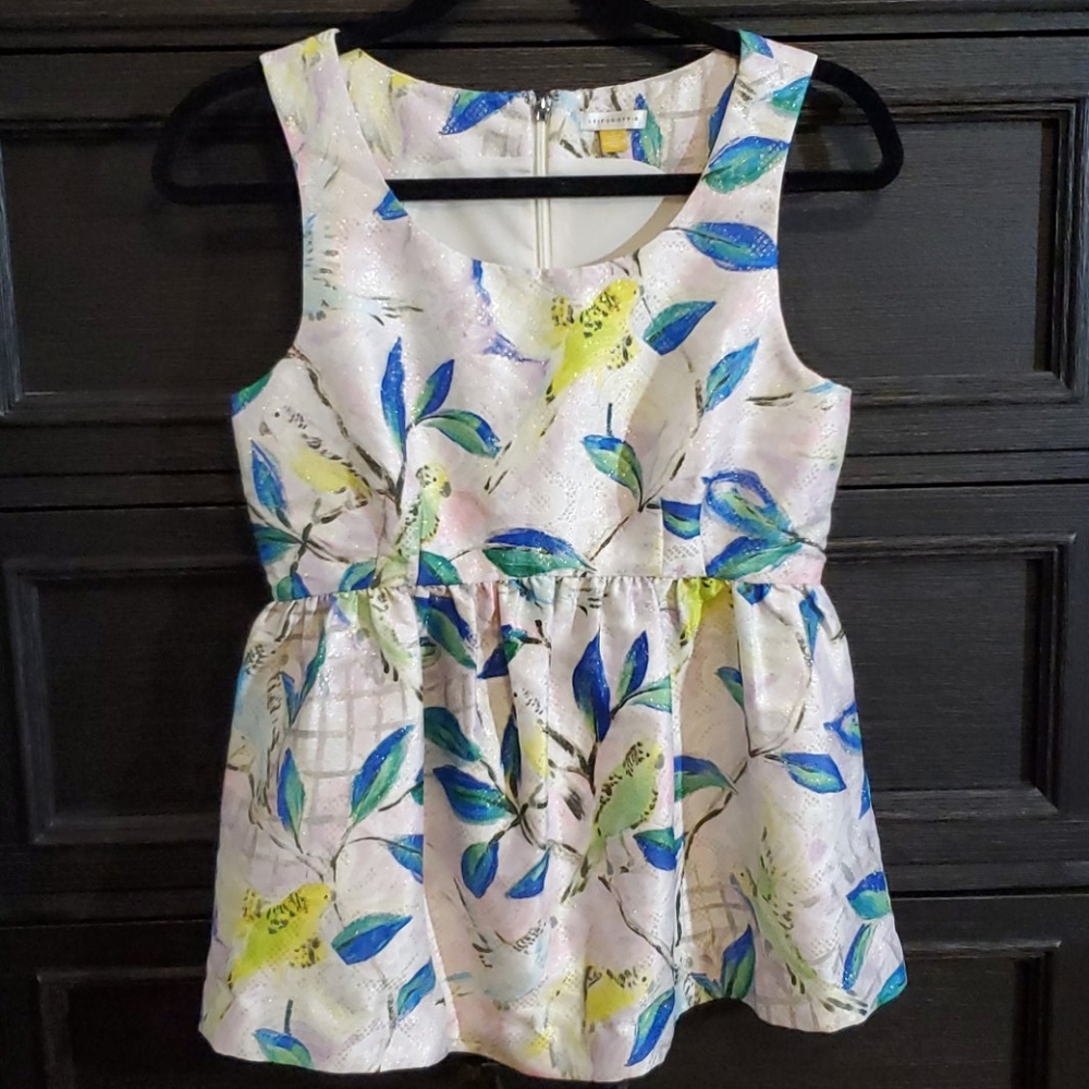 Anthropologie Floral Tank Top - Blue, Green, Yellow